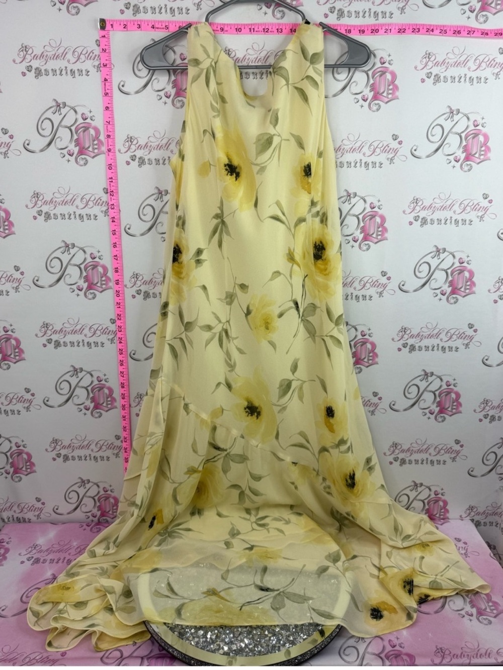 JOLIBEL dress long flowy Y2k flowers Yellow Floral Maxi Dress - Picture 2 of 9